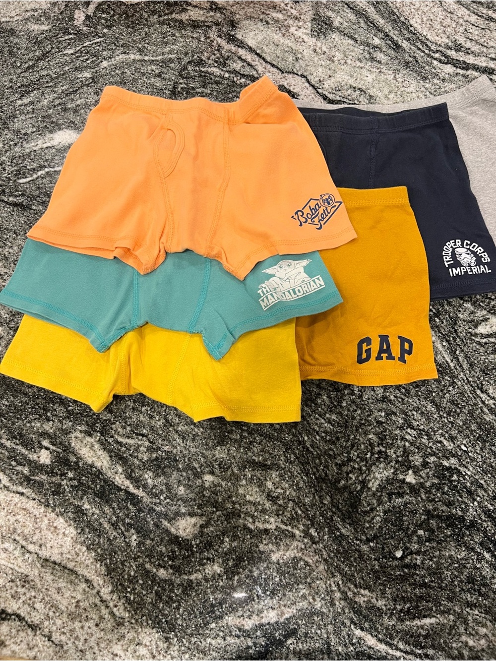 GAP Kids Orange, Teal, Mustard, Gray, Yellow & Navy Knit Boxer Briefs